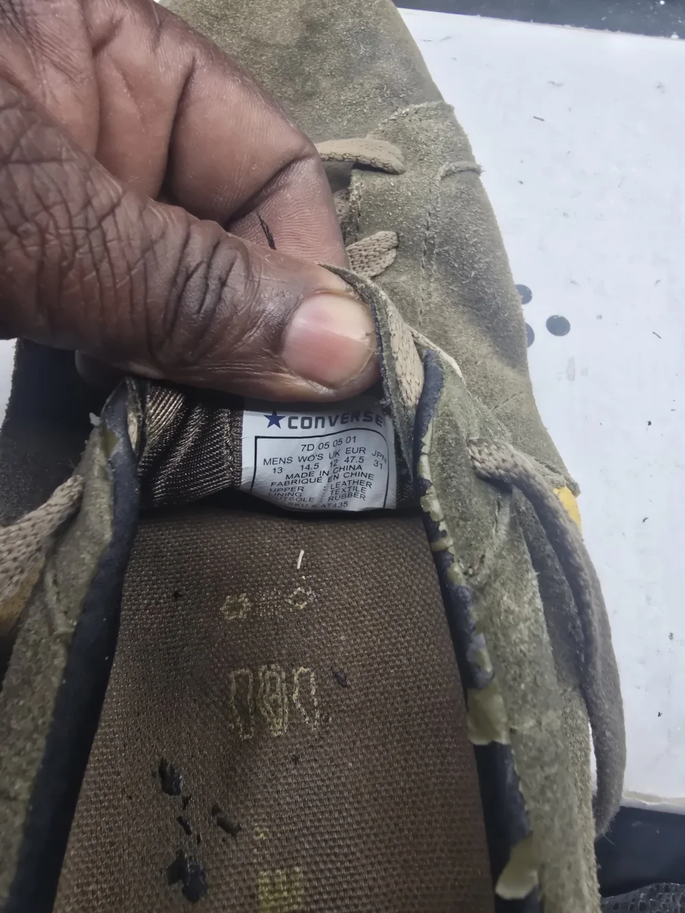 Converse Olive Green Suede Sneakers with Yellow Star Accents - Picture 6 of 7
